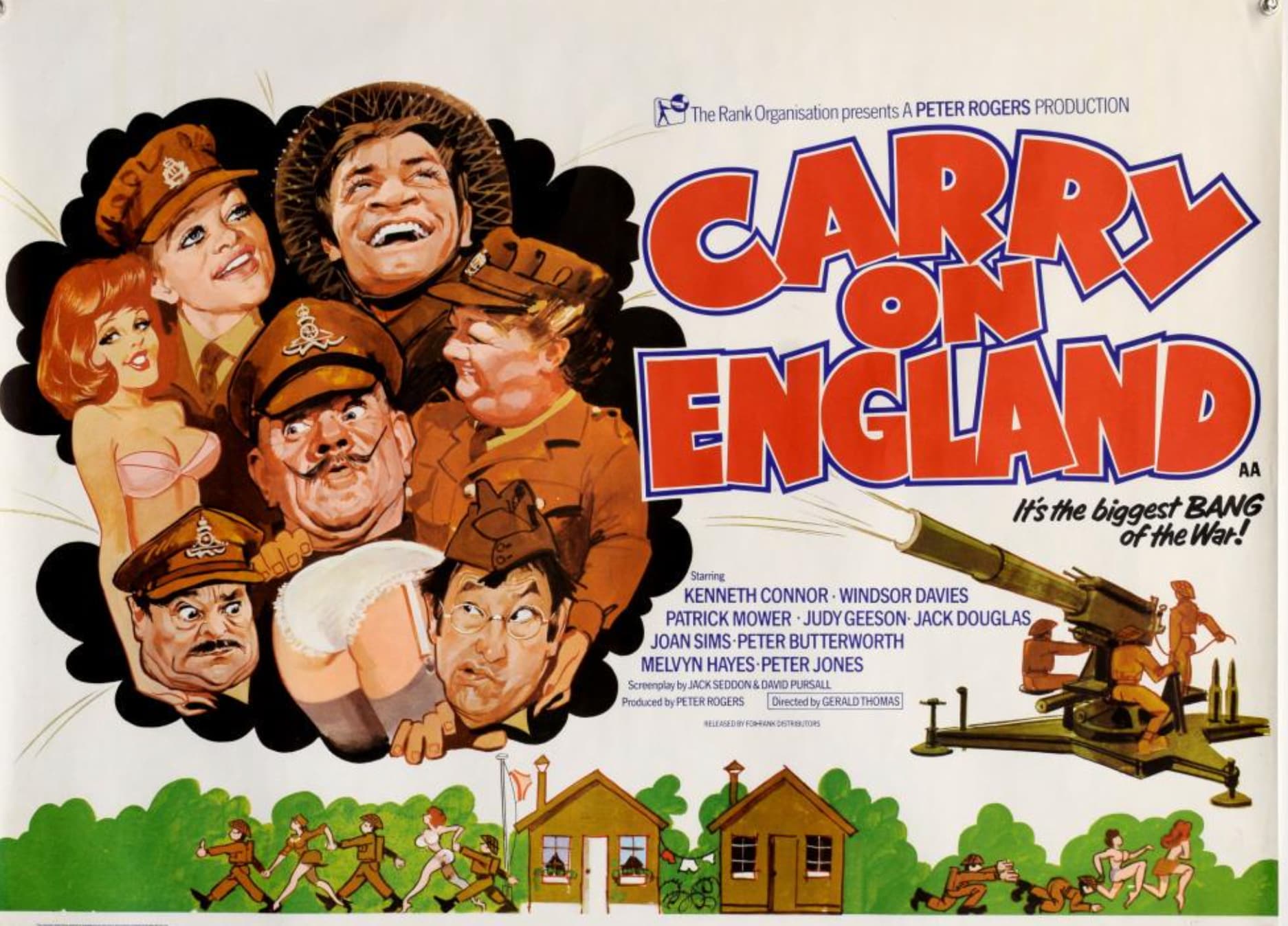 carry on england poster - 20 The Rank Organisation presents A Peter Rogers Production Carry England It's the biggest Bang of the War! Starring Kenneth Connor Windsor Davies Patrick Mower Judy Geeson Jack Douglas Joan Sims Peter Butterworth Melvyn Hayes Pe